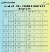 <b>2026年第一季度华源发苗木花卉交易市场价格指导</b>